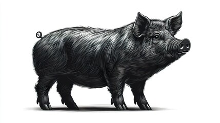 A solid black pig icon in profile, smooth and symmetrical, isolated on a clean white background for a striking and versatile graphic. 