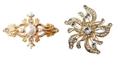 Elegant Gold Brooches with Pearls and Crystals Fashion Jewelry Accessories