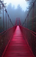 Obraz premium suspension bridge in the fog