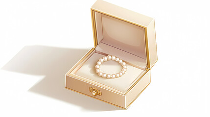 Elegant Pearls in Box: A strand of lustrous pearls rests delicately inside an elegant box, capturing the timeless beauty and sophistication of fine jewelry.