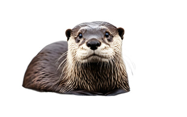 Otter isolated on a empty plain background