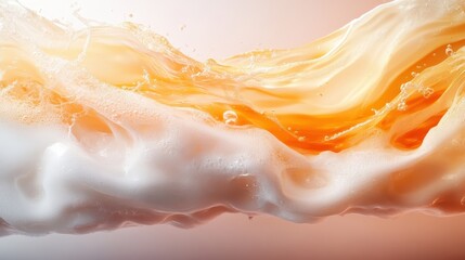 An artistic interpretation of waves combining orange and cream colors, creating an engaging abstract composition that highlights fluidity and elegance with visual rhythm.