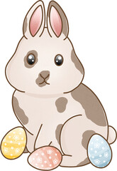 Colorful bunny with easter eggs, illustration