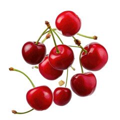 Falling Red Cherries on transparent background