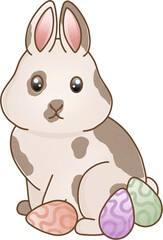 Colorful bunny with easter eggs, illustration