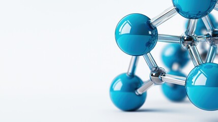 Close-up Photography of a Molecular Structure Depicting Vibrant Blue Spheres Connected by Metallic Rods in Scientific Representation