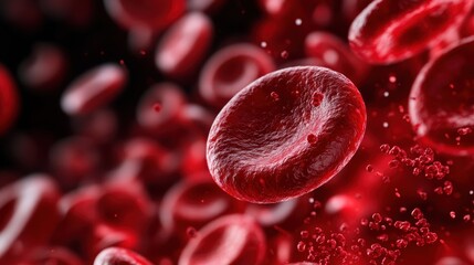 A stunning close-up of red blood cells in motion, capturing the essence of life, vitality, and the critical role these cells play in sustaining human health.