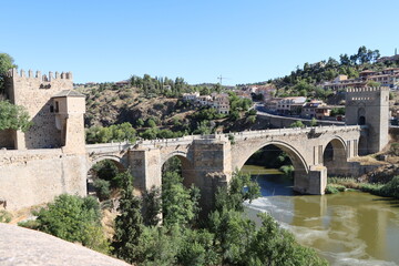 Fototapeta premium bridge over a river in the middle of nature