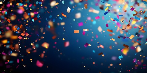 Celebration and colorful confetti party. Blur abstract background. AI generative image