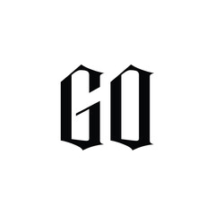 GO monogram logo design letter text name symbol monochrome logotype alphabet character simple logo