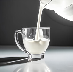 Pouring milk from jug into glass