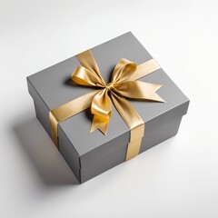 Obraz premium Gray Gift Box with Gold Ribbon