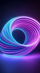 Abstract swirling neon light sculpture