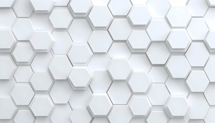 Naklejka premium Abstract white hexagonal pattern, 3D textured background