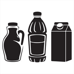 set vector various mango juice, glass, bottle, mango silhouettes