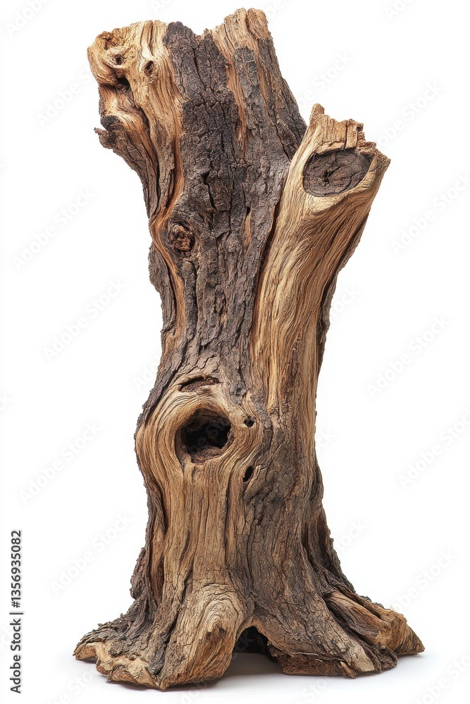 Poster striking close up of weathered tree trunk showcasing intricate bark texture and organic forms agains