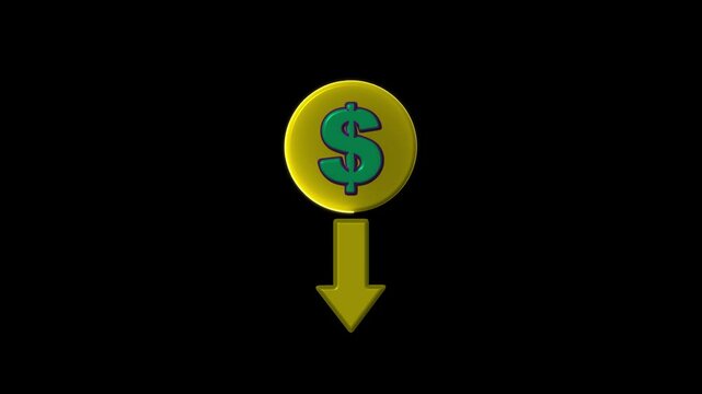 Cost icon. Striking design ideal for web, print files, online design, commercial use, economics, and stock market-related designs. Simple, clear, and modern sign. animated on a black background