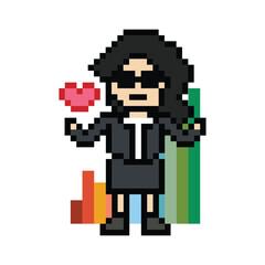 Cartoon cute pixel cartoon 8bit character business woman office smart work game decoration business 8 bit female lady businesswoman career smart character game png vector.