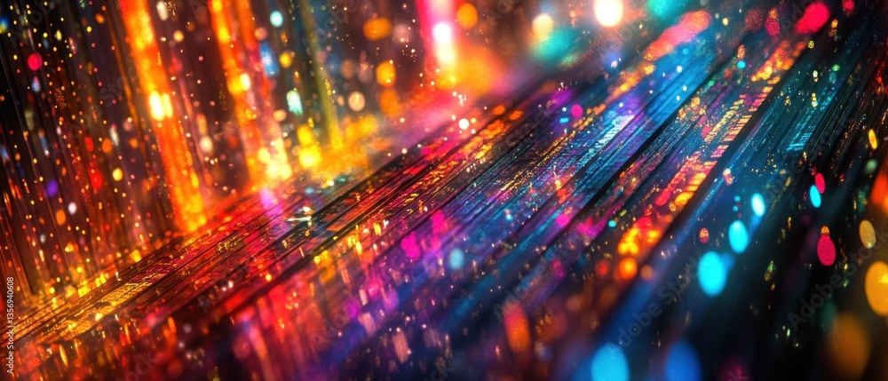 Poster radiant spectrum of light dancing across textured surface captivating abstract composition with dyna