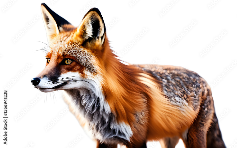 Poster red fox isolated on a empty plain background