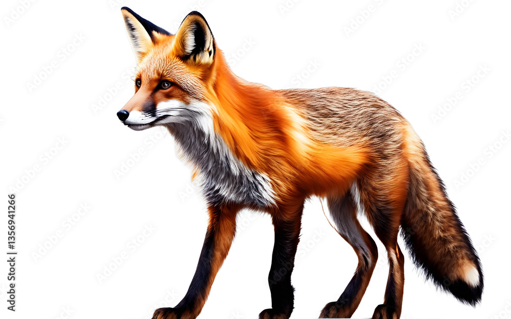 Poster red fox isolated on a empty plain background