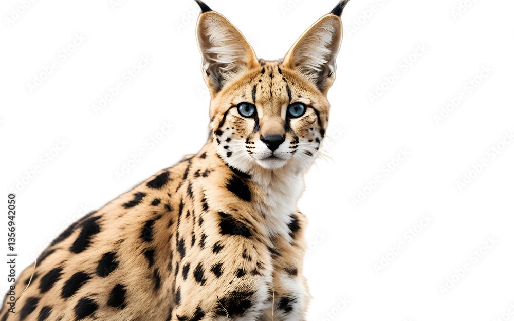 Poster Serval isolated on a empty plain background
