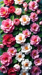 Obraz premium Aerial view of beautifully blossoming flowers in row cutouts, perfect for 3D rendering projects, flowers, purple