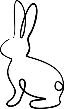 Single line bunny, drawn with single, continuous line