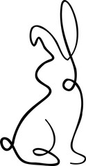 Single line bunny, drawn with single, continuous line