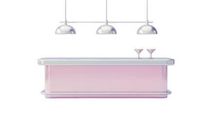 Isolated 3D Cocktail Bar Setup: Pink and Silver Design