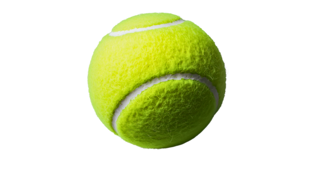 A classic sports tennis ball with a green color, made from high-quality material, a ball for the popular sport of tennis, transparent.
