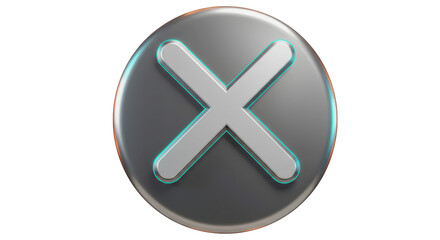 Isolated Glossy Button with X Symbol