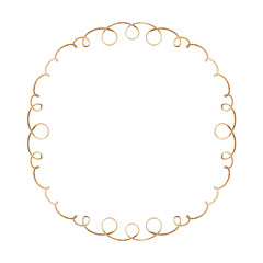 Wreath of swirling lines, cord, ribbon in pastel beige. Watercolor illustration elegant frame hand drawn retro style on isolated background, copy space template for vintage cards invitations christmas