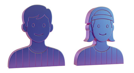 Isolated Two Tone Cartoon Male and Female Avatar Icons