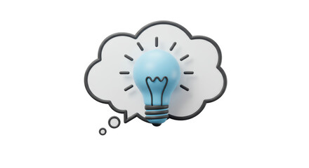 Isolated Light Bulb in a Cloud Thought Bubble