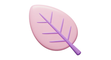 Isolated Pastel Pink Leaf with Purple Veins