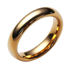 Classic Gold Wedding Band with a Shiny Finish isolated on transparent background