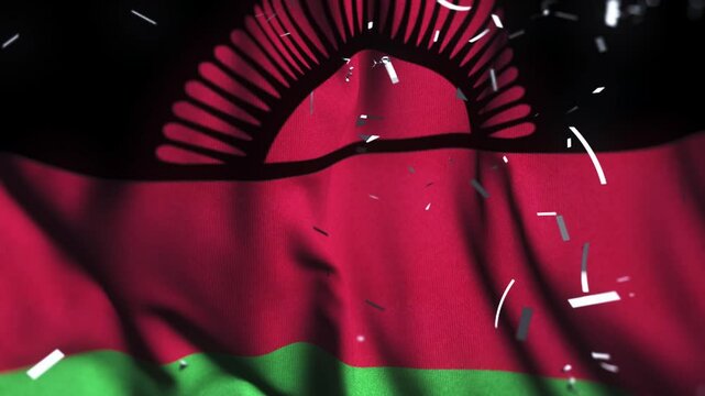 Malawi Flag Waving with Confetti | Independence Day Celebration | National Patriotism Background
