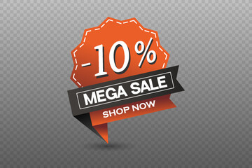 Sale and discount icon, percentage discount banner.