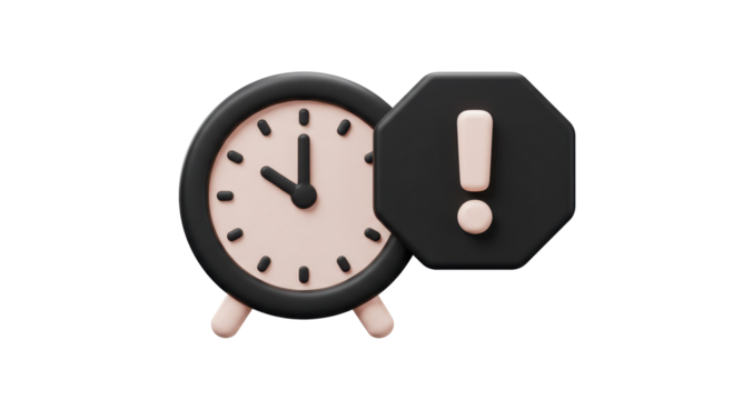 Isolated Clock with Exclamation Point for Time Sensitive Alert