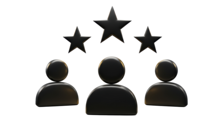 Isolated Black Teamwork Concept with Stars Above, Rendered 3D