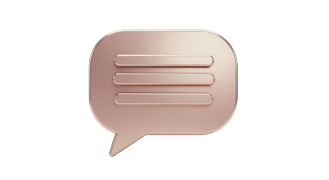 Isolated Bronze Metallic Speech Bubble
