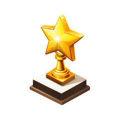 Golden Star Award Trophy on a Square Base Achievement Prize Success Symbol