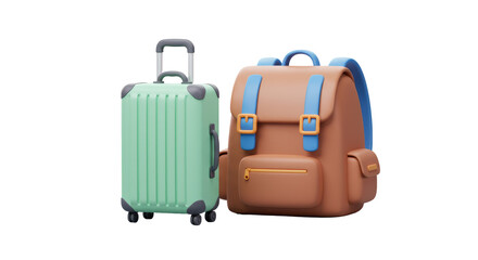 Isolated Luggage and Backpack