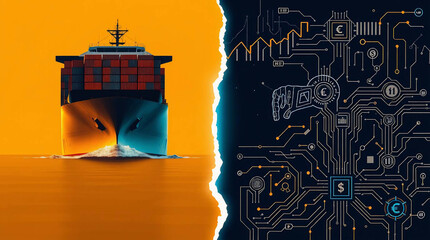 Trade War Concept with AI, Technology, and Semiconductor Symbols