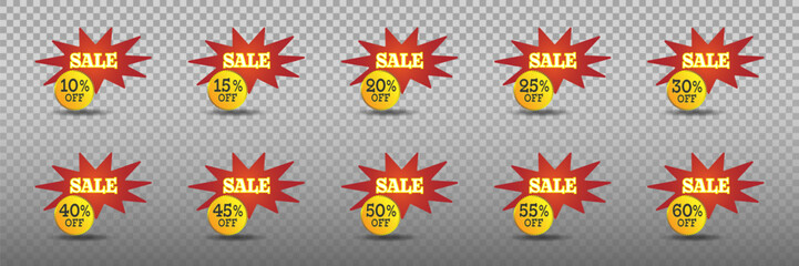 Set of discounts and mega sales banner price tag. Vector EPS10