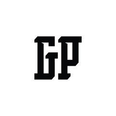 GP monogram logo design letter text name symbol monochrome logotype alphabet character simple logo