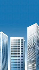 Obraz premium Modern skyscrapers, city skyline, clear blue sky, business district, architectural design