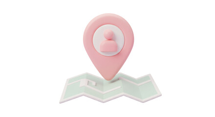 Isolated Location Pin with Person on Map Designating User Position