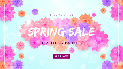Bright Floral Banner Highlighting a Spring Sale Promotion